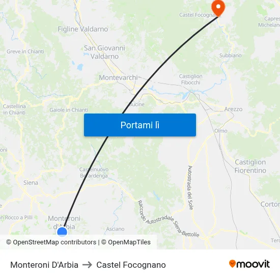 Monteroni D'Arbia to Castel Focognano map