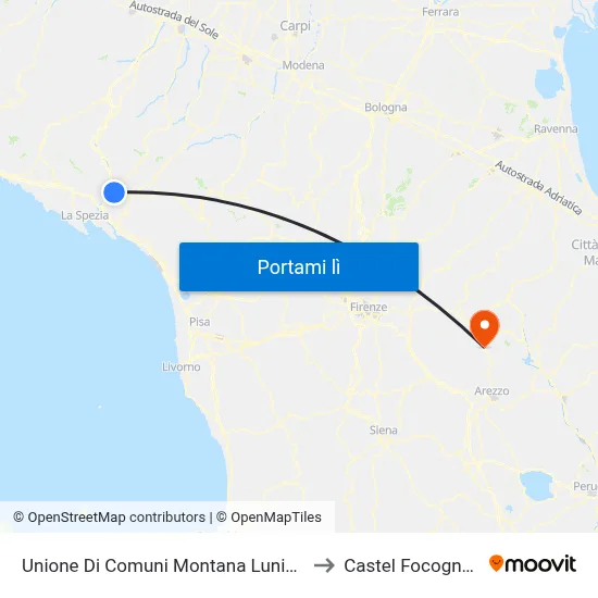 Unione Di Comuni Montana Lunigiana to Castel Focognano map