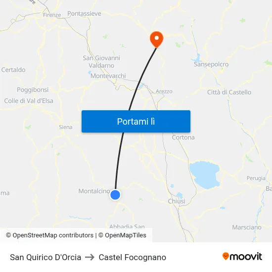 San Quirico D'Orcia to Castel Focognano map