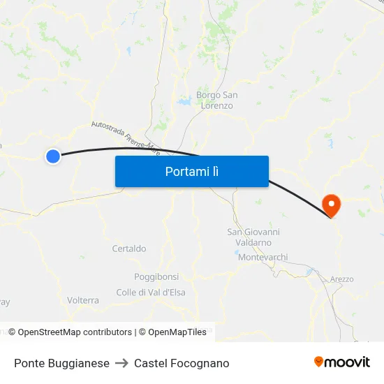 Ponte Buggianese to Castel Focognano map