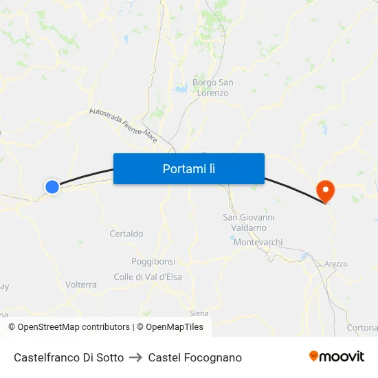 Castelfranco Di Sotto to Castel Focognano map