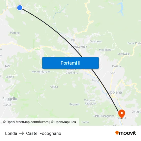 Londa to Castel Focognano map