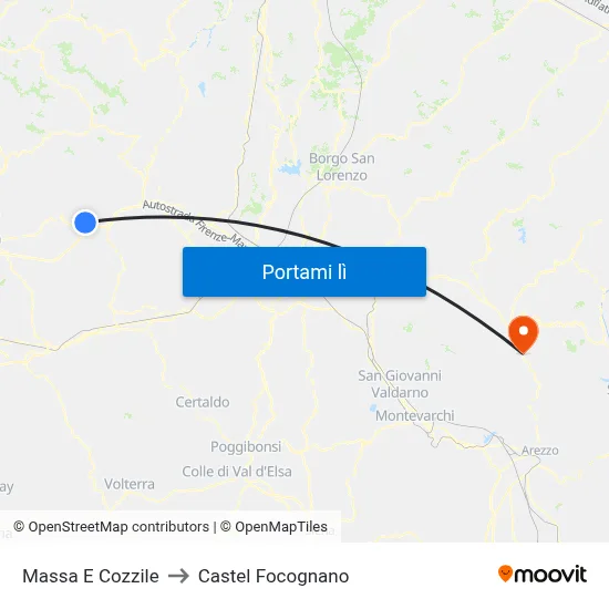 Massa E Cozzile to Castel Focognano map