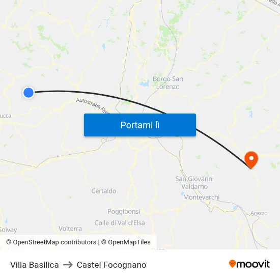 Villa Basilica to Castel Focognano map