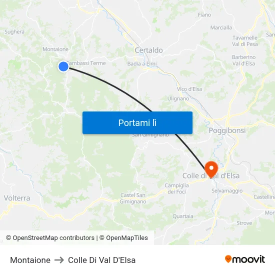 Montaione to Colle Di Val D'Elsa map