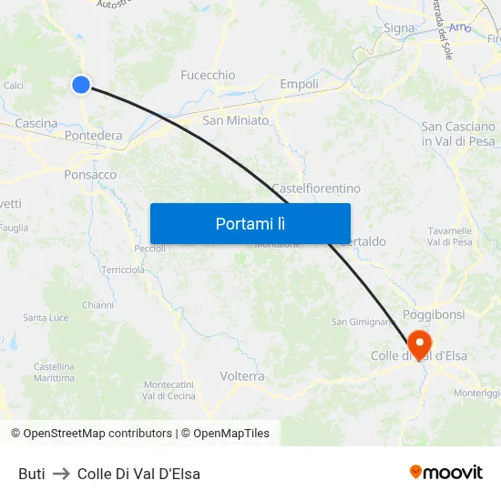 Buti to Colle Di Val D'Elsa map