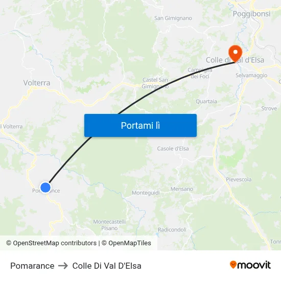 Pomarance to Colle Di Val D'Elsa map