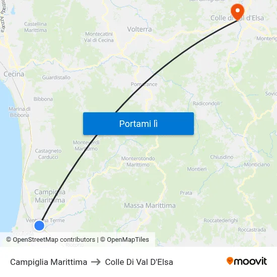 Campiglia Marittima to Colle Di Val D'Elsa map