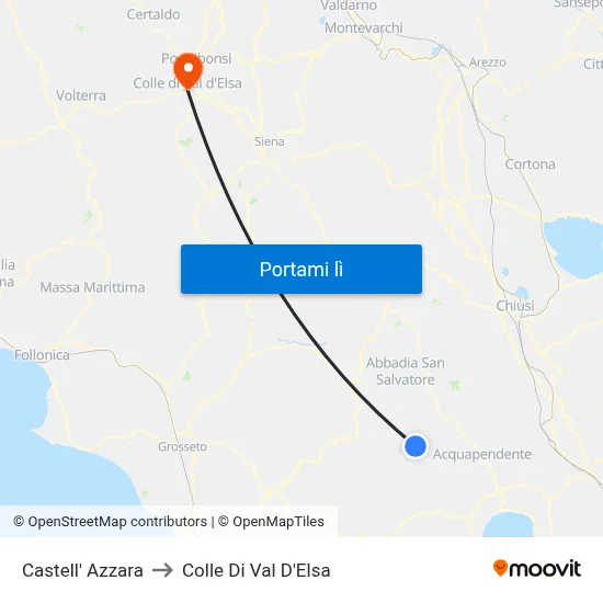 Castell' Azzara to Colle Di Val D'Elsa map