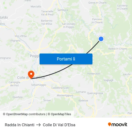 Radda In Chianti to Colle Di Val D'Elsa map