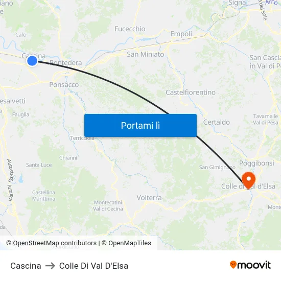 Cascina to Colle Di Val D'Elsa map