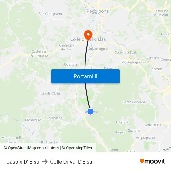 Casole D' Elsa to Colle Di Val D'Elsa map