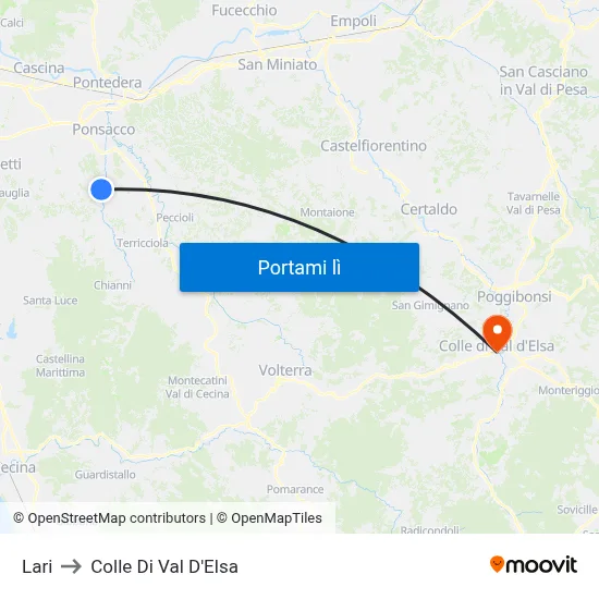 Lari to Colle Di Val D'Elsa map