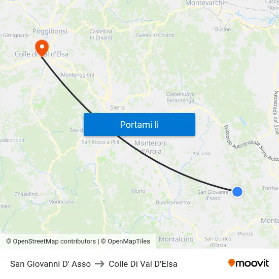 San Giovanni D' Asso to Colle Di Val D'Elsa map