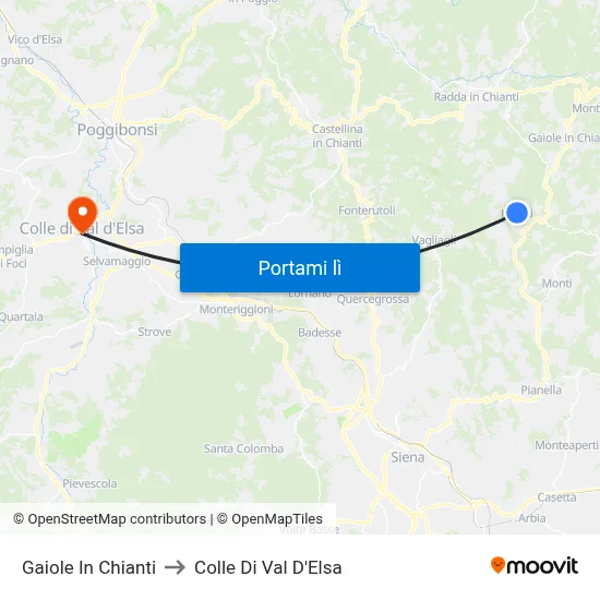 Gaiole In Chianti to Colle Di Val D'Elsa map