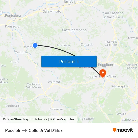 Peccioli to Colle Di Val D'Elsa map