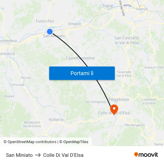 San Miniato to Colle Di Val D'Elsa map