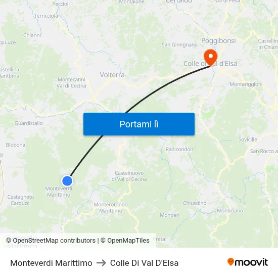Monteverdi Marittimo to Colle Di Val D'Elsa map