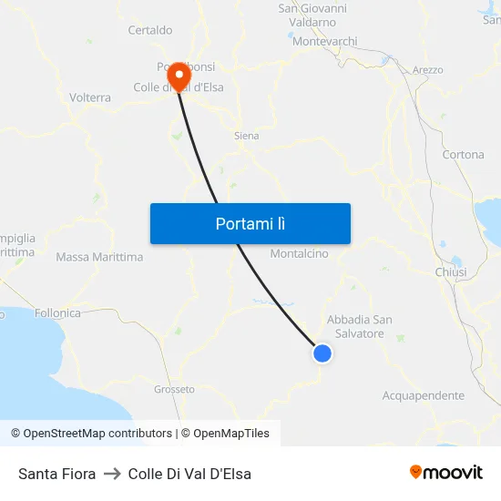 Santa Fiora to Colle Di Val D'Elsa map