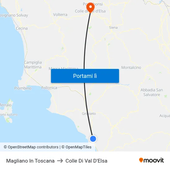 Magliano In Toscana to Colle Di Val D'Elsa map