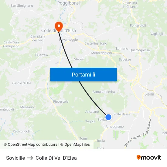 Sovicille to Colle Di Val D'Elsa map