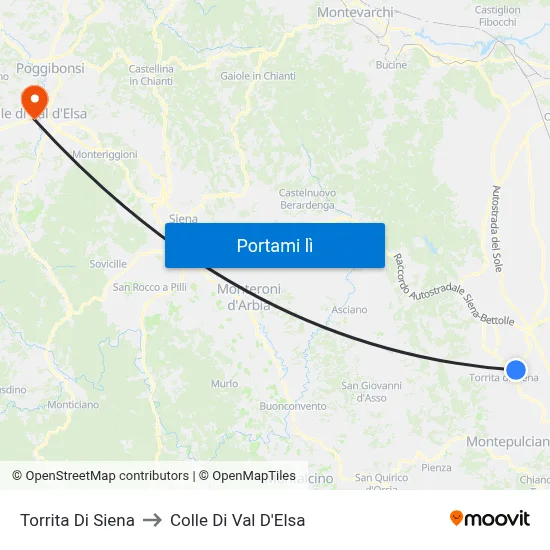 Torrita Di Siena to Colle Di Val D'Elsa map