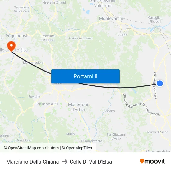 Marciano Della Chiana to Colle Di Val D'Elsa map