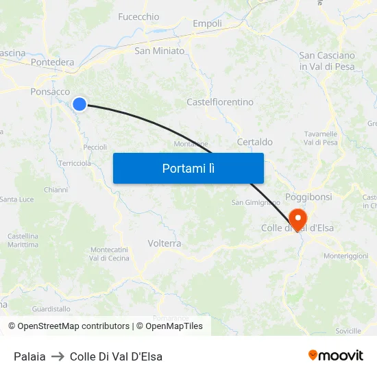 Palaia to Colle Di Val D'Elsa map