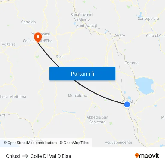 Chiusi to Colle Di Val D'Elsa map