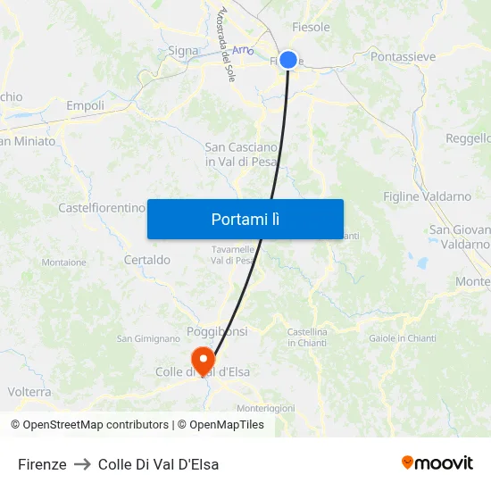 Firenze to Colle Di Val D'Elsa map