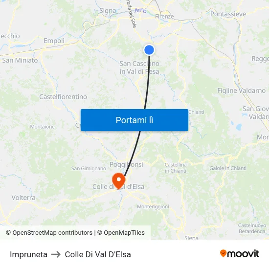 Impruneta to Colle Di Val D'Elsa map