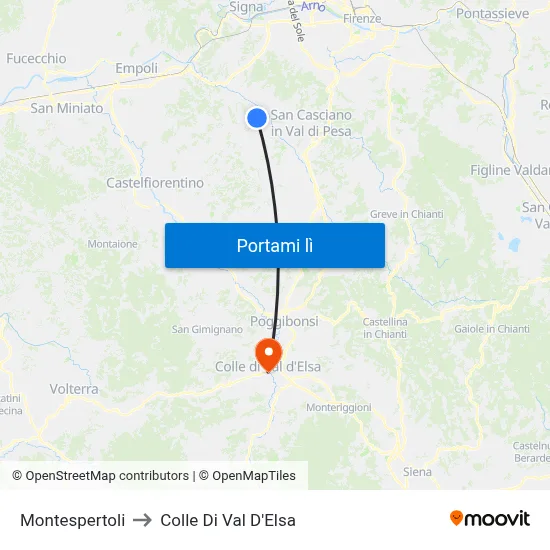 Montespertoli to Colle Di Val D'Elsa map