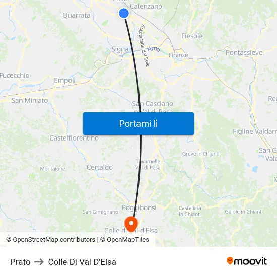 Prato to Colle Di Val D'Elsa map