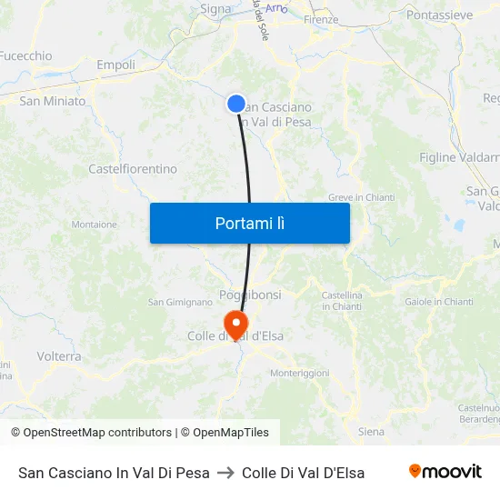 San Casciano In Val Di Pesa to Colle Di Val D'Elsa map
