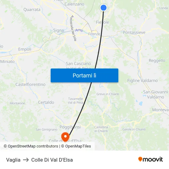Vaglia to Colle Di Val D'Elsa map