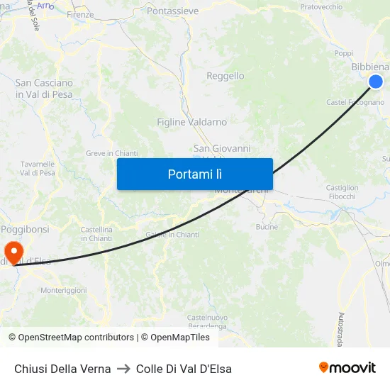 Chiusi Della Verna to Colle Di Val D'Elsa map