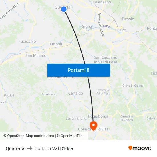 Quarrata to Colle Di Val D'Elsa map