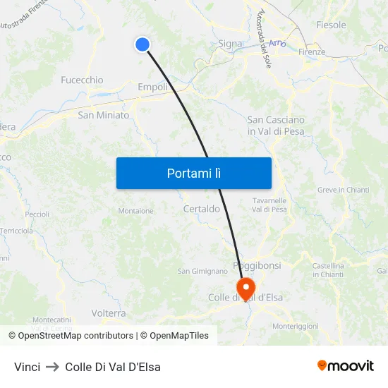 Vinci to Colle Di Val D'Elsa map