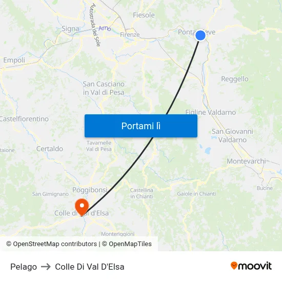 Pelago to Colle Di Val D'Elsa map