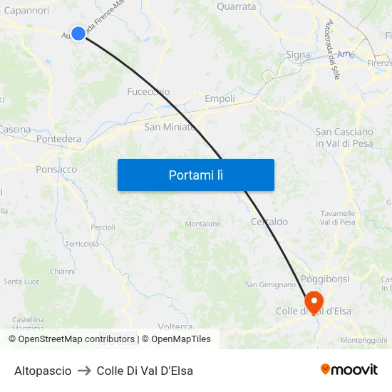 Altopascio to Colle Di Val D'Elsa map