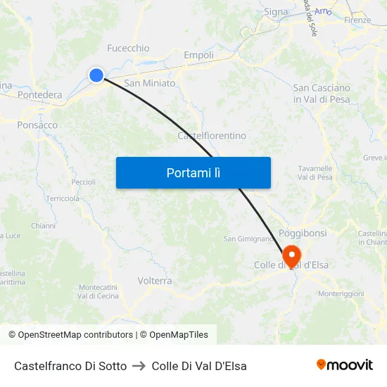 Castelfranco Di Sotto to Colle Di Val D'Elsa map