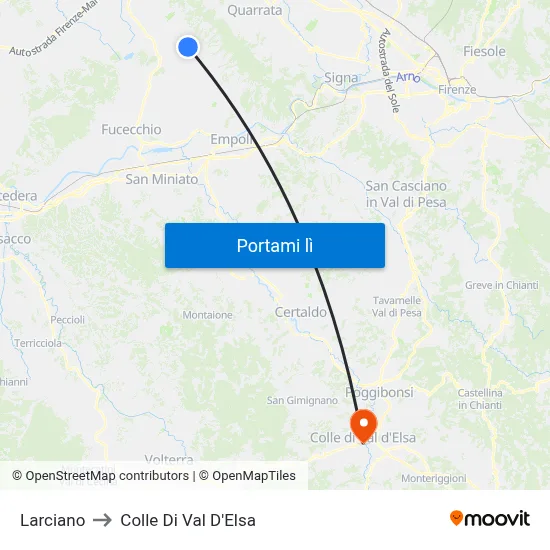 Larciano to Colle Di Val D'Elsa map