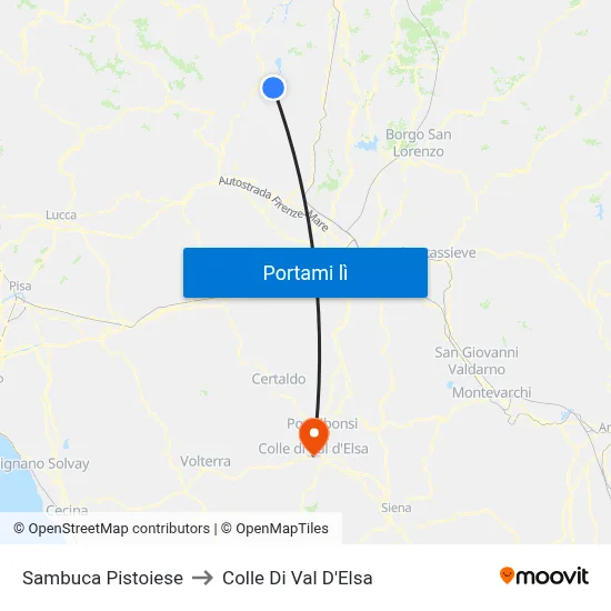 Sambuca Pistoiese to Colle Di Val D'Elsa map
