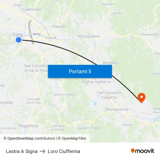 Lastra A Signa to Loro Ciuffenna map