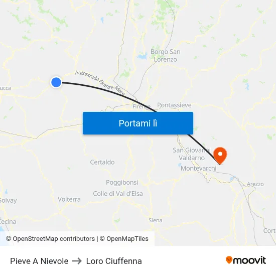 Pieve A Nievole to Loro Ciuffenna map