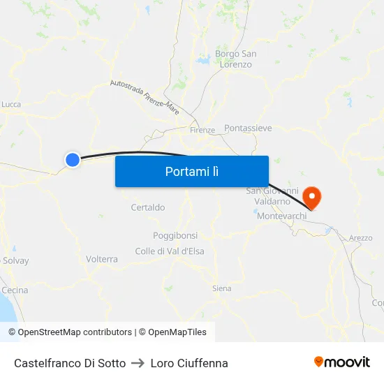 Castelfranco Di Sotto to Loro Ciuffenna map