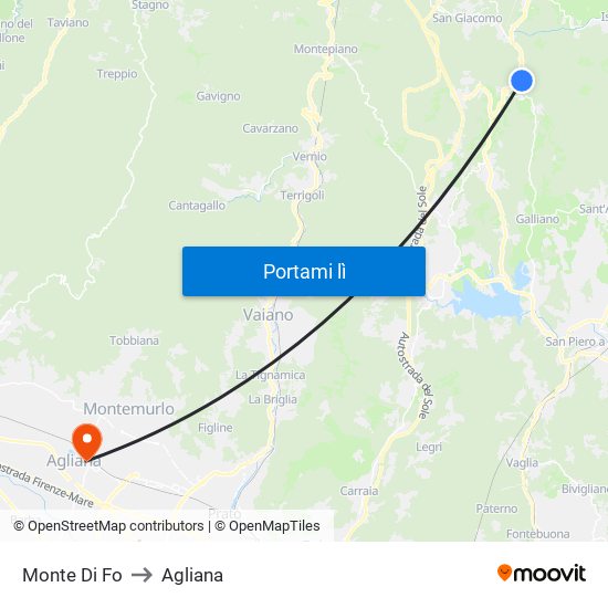 Monte Di Fo to Agliana map