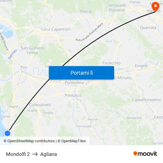 Mondolfi 2 to Agliana map