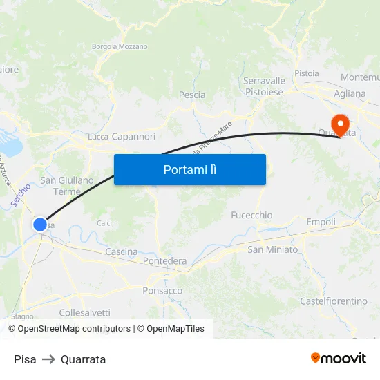 Pisa to Quarrata map