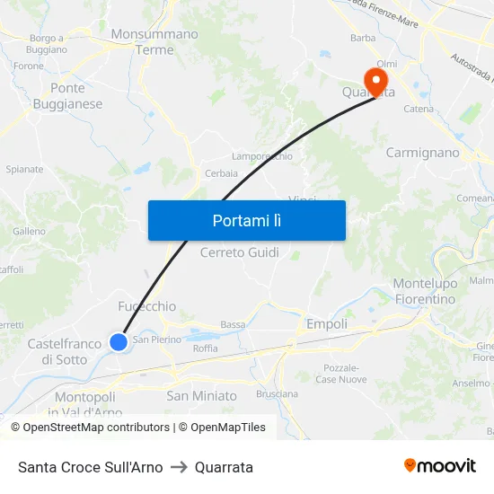 Santa Croce Sull'Arno to Quarrata map